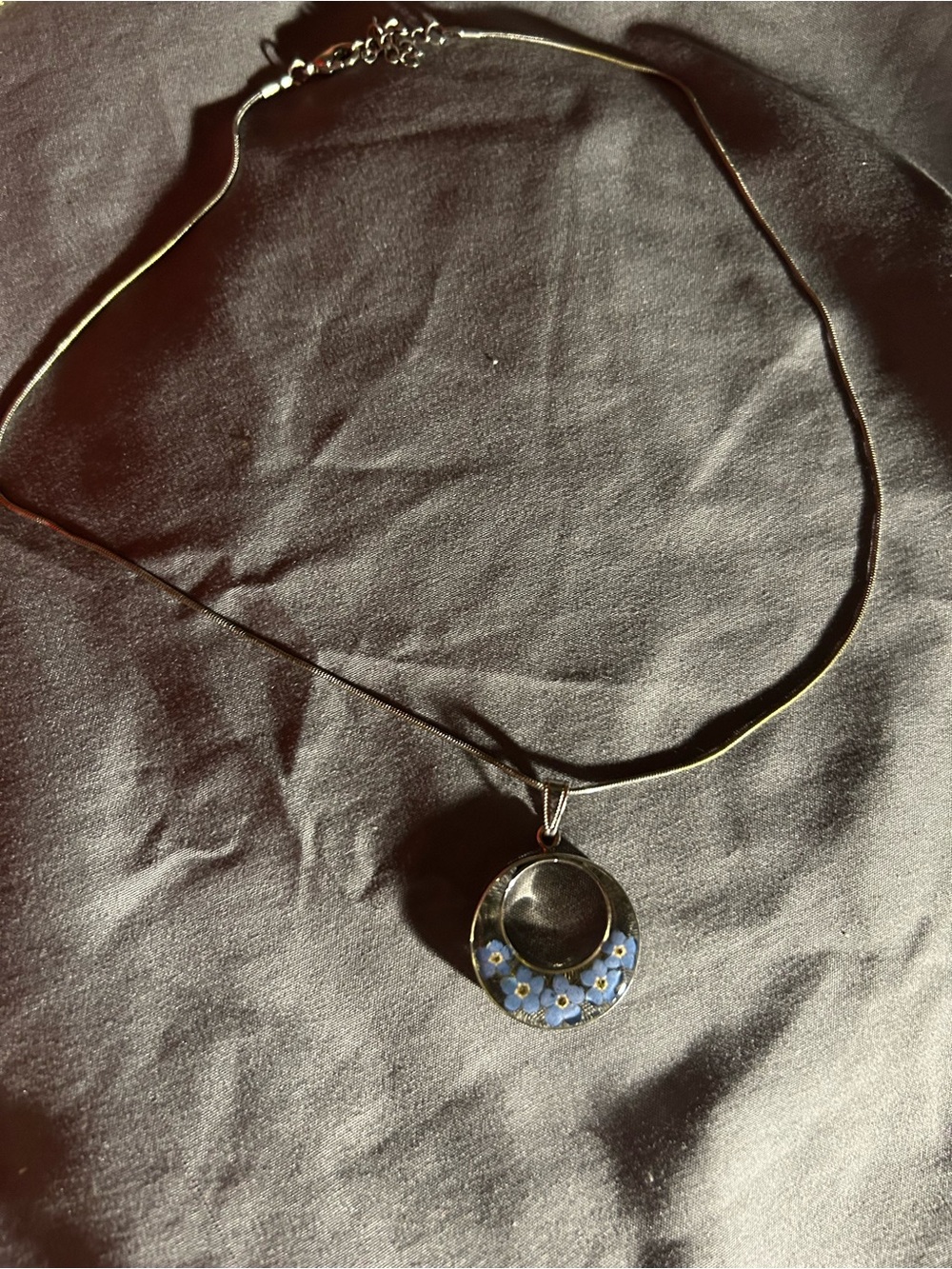 Blue Floral Pendant Necklace - Women Jewelry